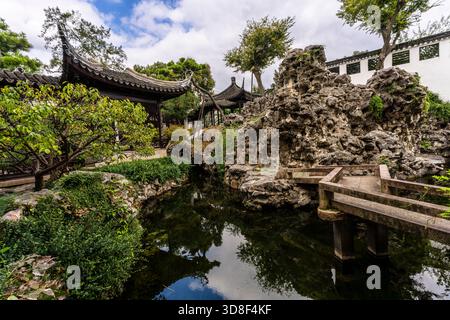 Le jardin classique de la villa de montagne Huanxiu, district de Gusu, Suzhou, province du Jiangsu, Chine. Banque D'Images