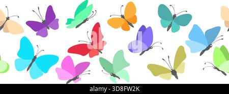 Motif sans couture horizontal de papillons volants Illustration de Vecteur