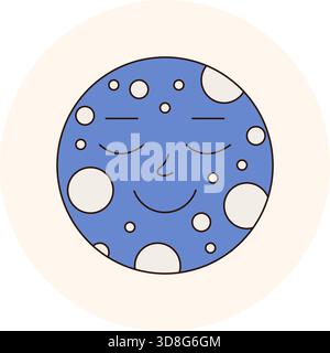 Autocollant rétro Groovy Moon face Circle Illustration de Vecteur