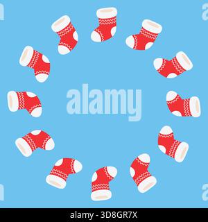 Bas de Noël à cadre rond. Arrière-plan isolé. Illustration plate simple vectorielle. Illustration de Vecteur