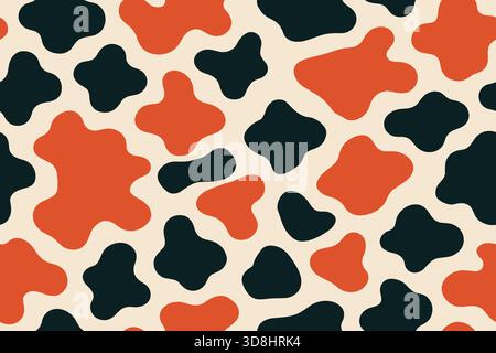 Seamless abstrait rouge et noir blobs sur fond crème, imitant le motif de couleur de poisson koi. Illustration de Vecteur