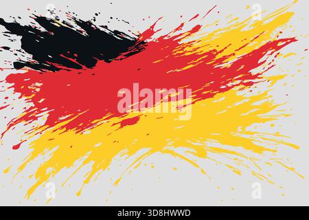Le drapeau grunge Artistic Germany éclate dans un style abstrait de coup de pinceau pour un design patriotique ou créatif. Illustration de Vecteur
