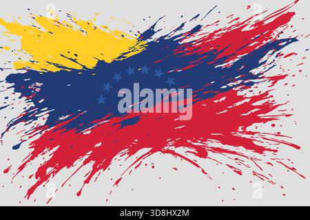 Grunge drapeau Venezuela artistique éclaboussures dans un style abstrait coup de pinceau pour un design patriotique ou créatif. Illustration de Vecteur