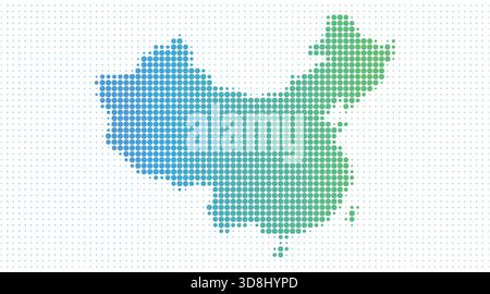 Carte pointillée de Chine dans un style demi-ton moderne, illustration vectorielle sur fond blanc Illustration de Vecteur