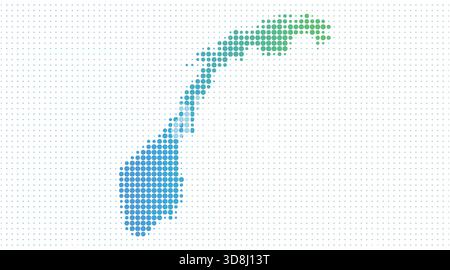 Carte en pointillés de Norvège dans un style demi-ton moderne, illustration vectorielle sur fond blanc Illustration de Vecteur