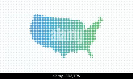 Carte pointillée des États-Unis dans un style demi-ton moderne, illustration vectorielle sur fond blanc Illustration de Vecteur