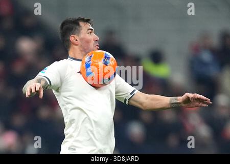 Milan, Italie. 29 novembre 2025. Alessio Romagnoli du Lazio lors du match de football Serie A entre Milan et le Lazio au stade San Siro de Milan, Italie du Nord - samedi 29 novembre 2025. Sport - Soccer . (Photo de Spada/LaPresse) crédit : LaPresse/Alamy Live News Banque D'Images