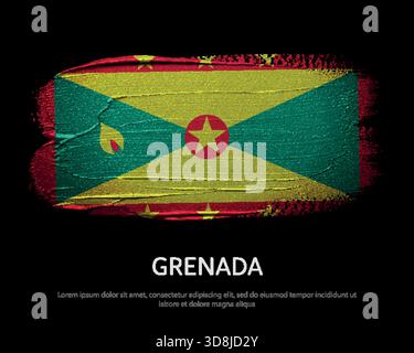 Drapeaux nationaux de Grenade sur fond sombre dans des œuvres d'art de style grunge Illustration de Vecteur