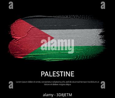 Drapeaux nationaux de Palestine sur fond sombre dans des œuvres d'art de style grunge Illustration de Vecteur