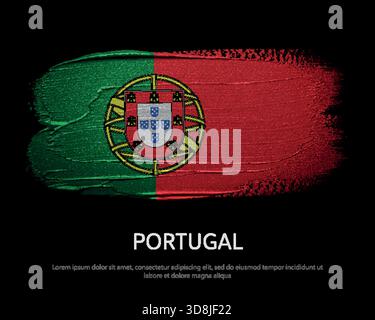 Drapeaux nationaux du Portugal sur fond sombre dans des œuvres d'art de style grunge Illustration de Vecteur