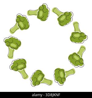 Couronne de brocoli dans un style plat. Conception pour vegan, aliments biologiques, alimentation saine et thème de conception d'épicerie. Illustration de Vecteur
