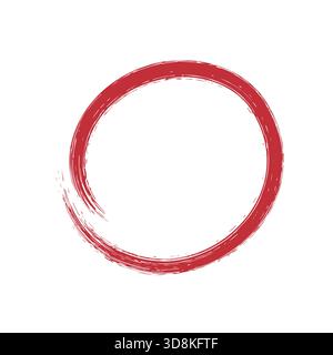 Cercle à l'encre rouge dessiné à la main avec effet grunge et trait de pinceau texturé Illustration de Vecteur