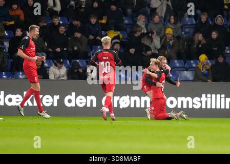 Broendby, Danemark. 1er décembre 2025. Superligakampen mellem Broendby IF og FC Fredericia paa Broendby Stadion mandag den 1. décembre 2025. Crédit : Ritzau/Alamy Live News Banque D'Images