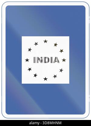 Panneau routier utilisé en Inde - frontière de pays de l'Inde. Banque D'Images