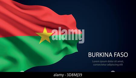 Burkina Faso drapeau réaliste ondulant avec texture de soie lisse et éclairage dramatique Illustration de Vecteur