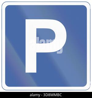 Panneau routier utilisé en Inde - parking. Banque D'Images
