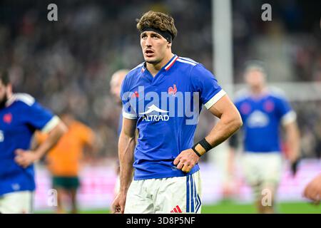 Oscar Jegou lors du match de rugby à xv des Quilter Nations Series France VS Australia (Wallabies) au stade de France le 22 novembre 2025 à Paris. Photo Victor Joly / DPPI Banque D'Images