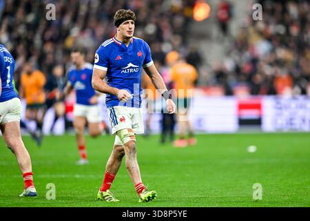 Oscar Jegou lors du match de rugby à xv des Quilter Nations Series France VS Australia (Wallabies) au stade de France le 22 novembre 2025 à Paris. Photo Victor Joly / DPPI Banque D'Images