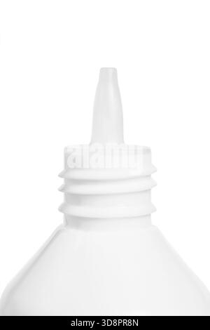 Bouteille compte-gouttes en plastique gros plan isolé du four Rwhite Banque D'Images
