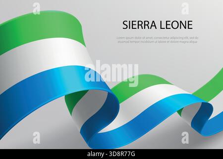 Ruban 3D élégant Sierra Leone avec drapeau national, couleurs ondulant en douceur Illustration de Vecteur
