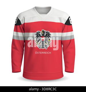 Maillot à domicile de l'équipe nationale d'Autriche, maillot de hockey sur glace 2025 avec emblème Illustration de Vecteur