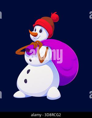 Dessin animé Noël vacances d'hiver personnage de bonhomme de neige Illustration de Vecteur