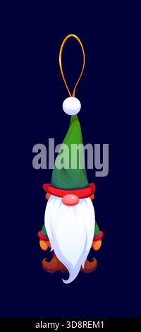 Décoration d'arbre de Noël de dessin animé de gnome d'elfe Illustration de Vecteur