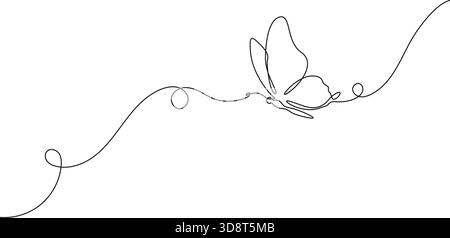 dessin continu d'une seule ligne d'un papillon, illustration vectorielle d'art au trait Illustration de Vecteur