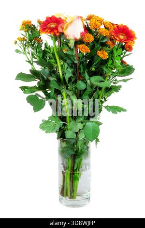 Libre d'un arrangement de fleurs dans un vase en verre Banque D'Images