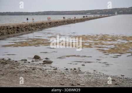 États-Unis, Nouvelle-Angleterre, Maine, Côte, Rockland, Rockland Breakwater Lighthouse Banque D'Images