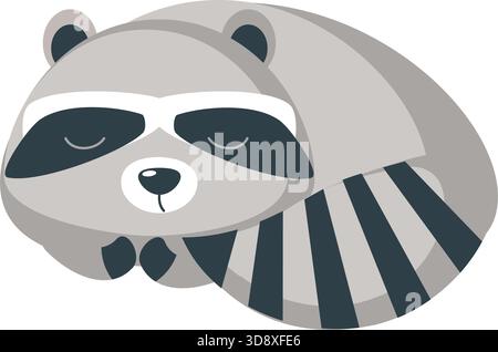 Vecteur de sommeil de raton laveur, icône de dessin animé d'animal paresseux Illustration de Vecteur