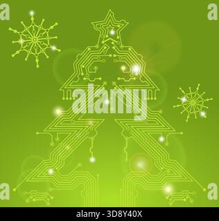 Arbre de Noël de la platine avec flocon numérique, l'élément de conception, eps10 vector illustration Illustration de Vecteur