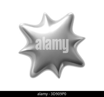 Figurine réaliste 3d étoile gonflée argentée métallique. Ballon d'étoile gonflé métallique chromé forme réaliste, forme vectorielle isolée 3d en métal brillant. Figure de rendu étincelant dégradé brillant ou élément argenté Illustration de Vecteur