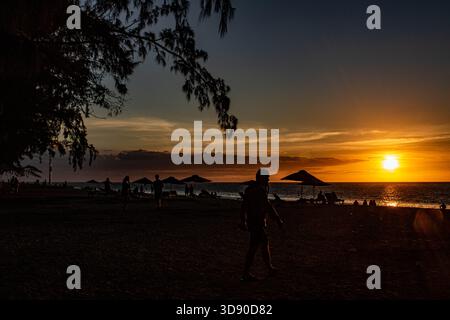 Flic en Flac est une longue plage populaire sur la côte ouest de l'île Maurice Banque D'Images
