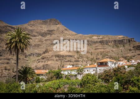 Belle petite ville de Fataga à Gran Canaria, Îles Canaries, Espagne Banque D'Images