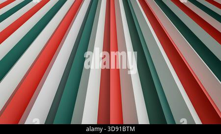 Fond rayé abstrait de Noël en rouge, vert et blanc – Design géométrique de vacances moderne Banque D'Images