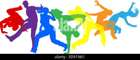 Danseurs Silhouette Street Dance pose silhouettes Illustration de Vecteur