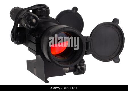 Viseur de collimateur optique moderne. Isolé sur fond blanc. Banque D'Images