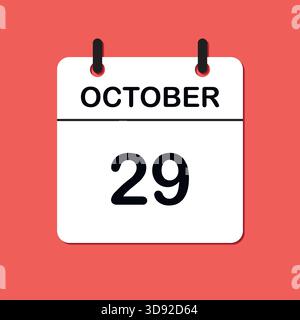 Octobre 29. Icône calendrier quotidien pour la conception. Conception simple pour brochure commerciale, flyer, médias imprimés, publicité. Facilement modifiable Illustration de Vecteur