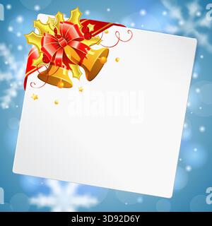 Cadre de Noël avec feuille de papier blanc, Bell, le gui et le ruban, vector illustration Illustration de Vecteur