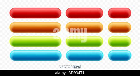 Boutons Web brillants et colorés définis sur un fond transparent pour un design d'interface moderne. Illustration vectorielle Illustration de Vecteur