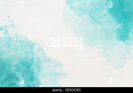 Texture de fond abstraite, couleurs douces bleu, vert et blanc dégradés d'aquarelle peints à la main. Texture d'encre haute résolution pour la conception. Emplacement vide Banque D'Images