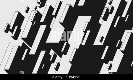 Composition moderne abstraite dans le style brutal, ornement géométrique postmoderne avec des formes simples dans les couleurs noir et blanc, esthétique audacieuse, monolithique Illustration de Vecteur