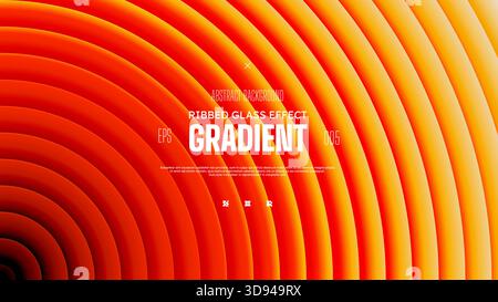 Fond de gradient abstrait circulaire avec effet de déplacement de verre, texture fractale nervurée rouge néon iridescent d'onde sonore avec lisse brillante Illustration de Vecteur