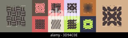 Kit de compositions géométriques postmodernes avec des formes abstraites dans l'esthétique brutale, mosaïque de figures brutales, couleur tendance rétro élément futuriste Illustration de Vecteur