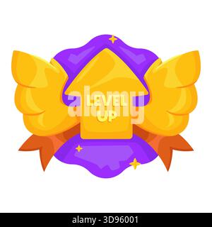Icône de badge de niveau supérieur avec ailes dorées Illustration de Vecteur