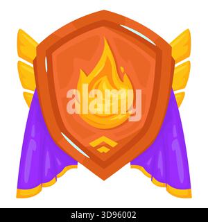 Icône feu à l'intérieur des boucliers Illustration de Vecteur
