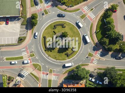 Rond-point de Luebbecker-Borriesstr, Buende, Westphalie orientale, Rhénanie du Nord-Westphalie, Allemagne, Europe, vue aérienne, vue plongeante, photographie aérienne, Banque D'Images
