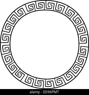 Cadre circulaire grec doodle. Cadre rond romain dessiné à la main. Motif grec ou romain ancien motif de bordure. Elément circulaire d'ornement antique. Vecteur Illustration de Vecteur