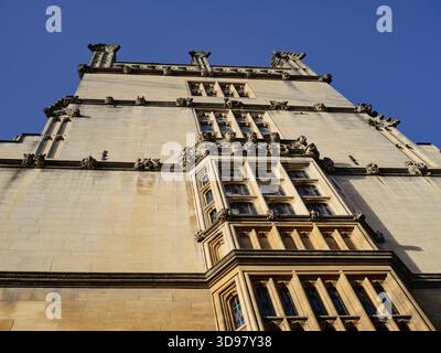 Célèbre élément architectural, la Tour des cinq ordres, Bodleian Old Library, Université d'Oxford, Oxford, Oxfordshire, Angleterre, Royaume-Uni, GB. Banque D'Images